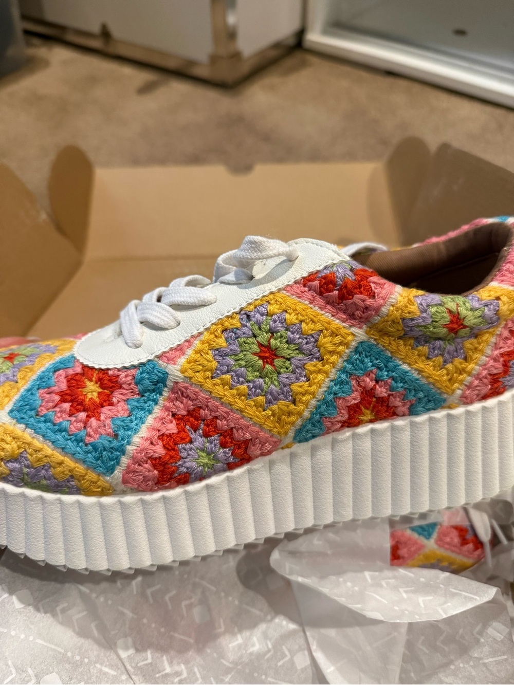Zodiac Multicolor Crocheted Platform Sneakers